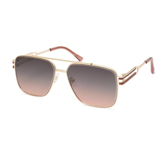 New Square Metal Frame Sunglasses Vintage Double Bridge Flat Lens
